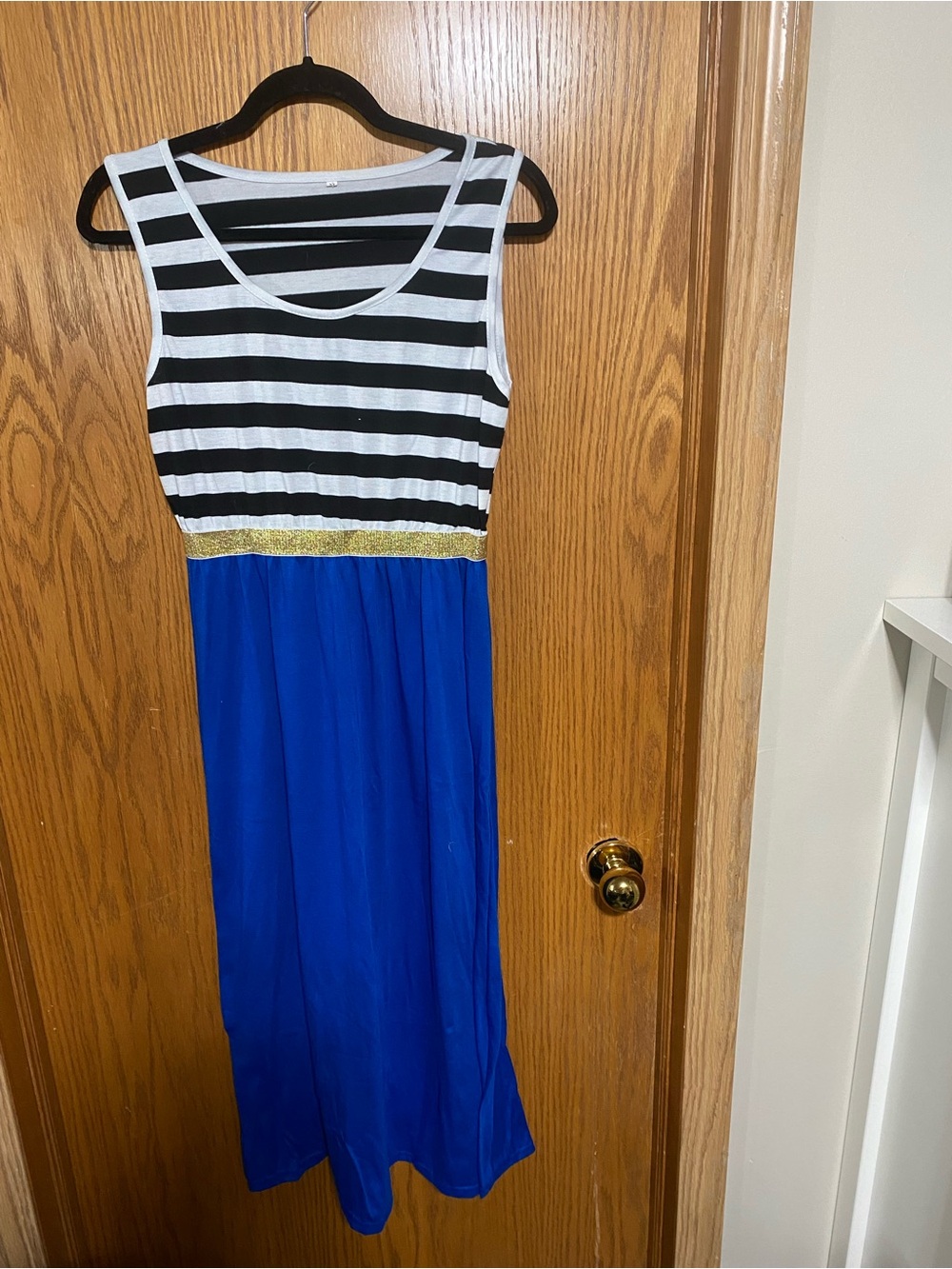 Striped navy blue & White Top with Royal Blue bottom